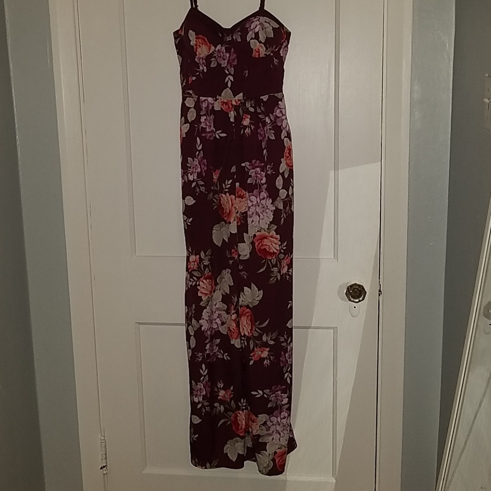 Band of Gypsies Burgundy Floral Jumpsuit